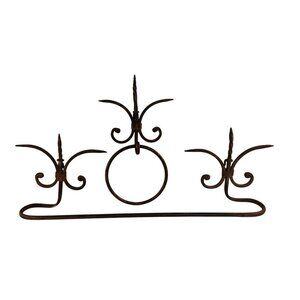 Rustic Metal Towel Bar & Towel Ring Set With Scroll Design For Country Western H